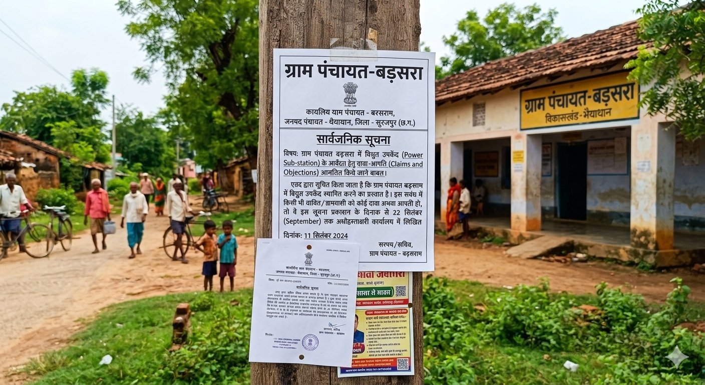 बड़सरा में विद्युत उपकेन्द्र के लिए भूमि आबंटन पर 22 सितम्बर तक दावा आपत्ति आमंत्रित
