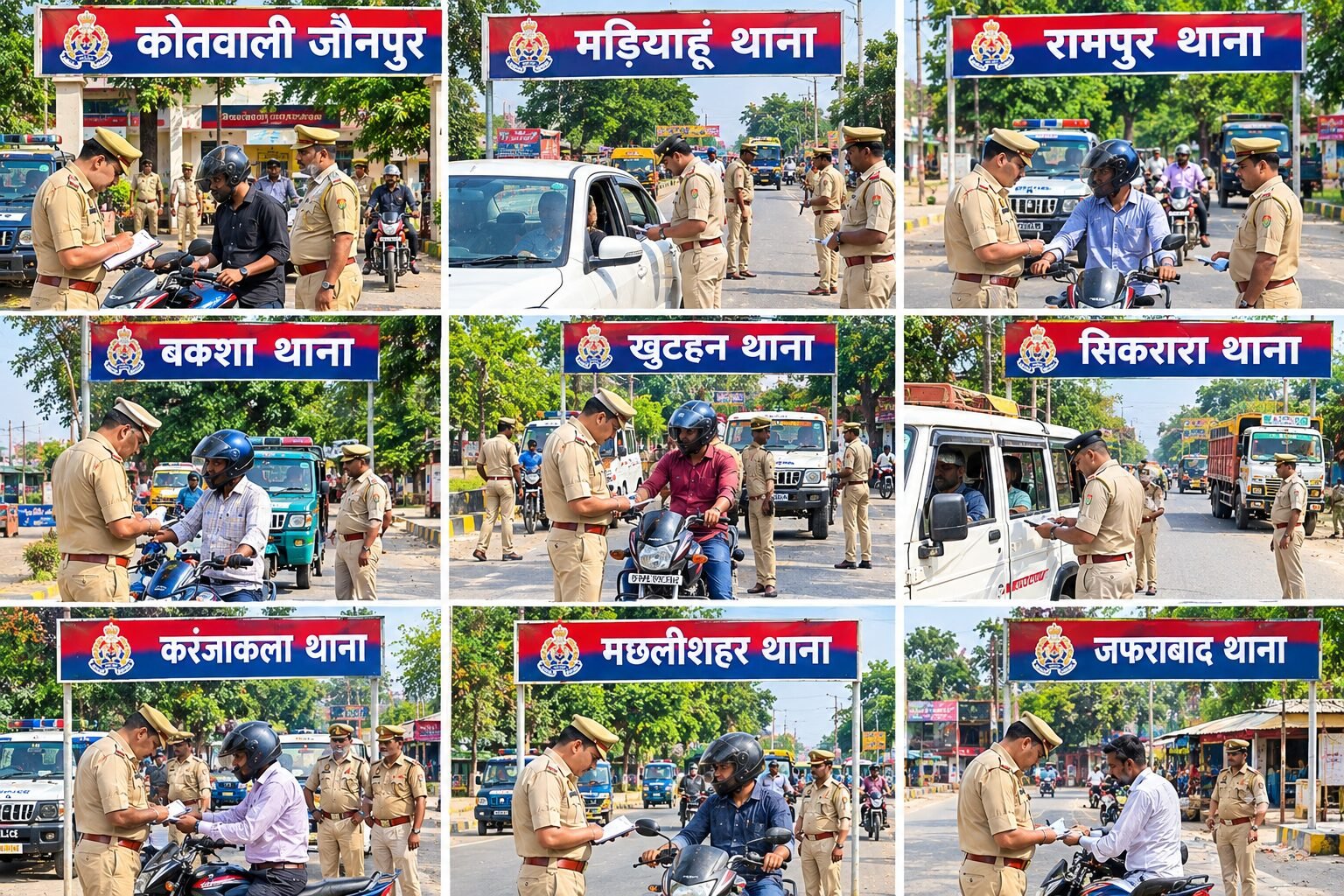 जौनपुर: यातायात नियमों का उल्लंघन करने वालों पर पुलिस का कड़ा प्रहार, एक ही दिन में 989 वाहनों का चालान