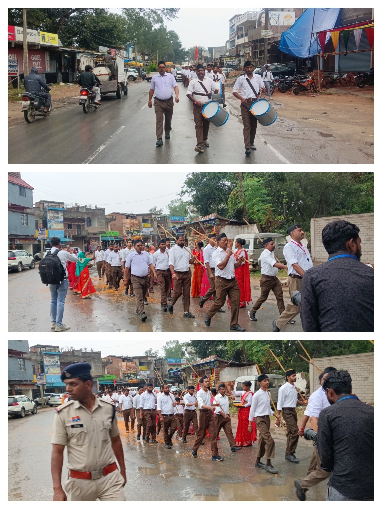 सीतापुर में विजयदशमी पर RSS का पथ संचलन, जगह-जगह हुआ भव्य स्वागत,,,
