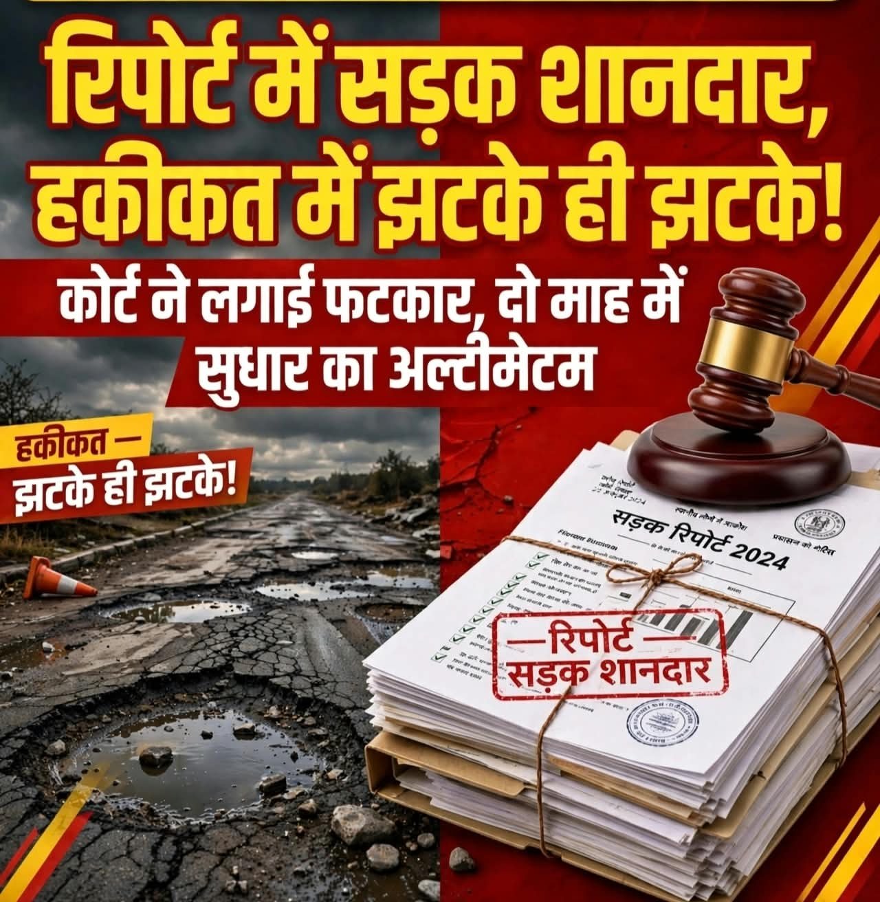 रिपोर्ट में सड़क शानदार, हकीकत में झटके ही झटके! कोर्ट ने लगाई फटकार, दो माह में सुधार का अल्टीमेटम